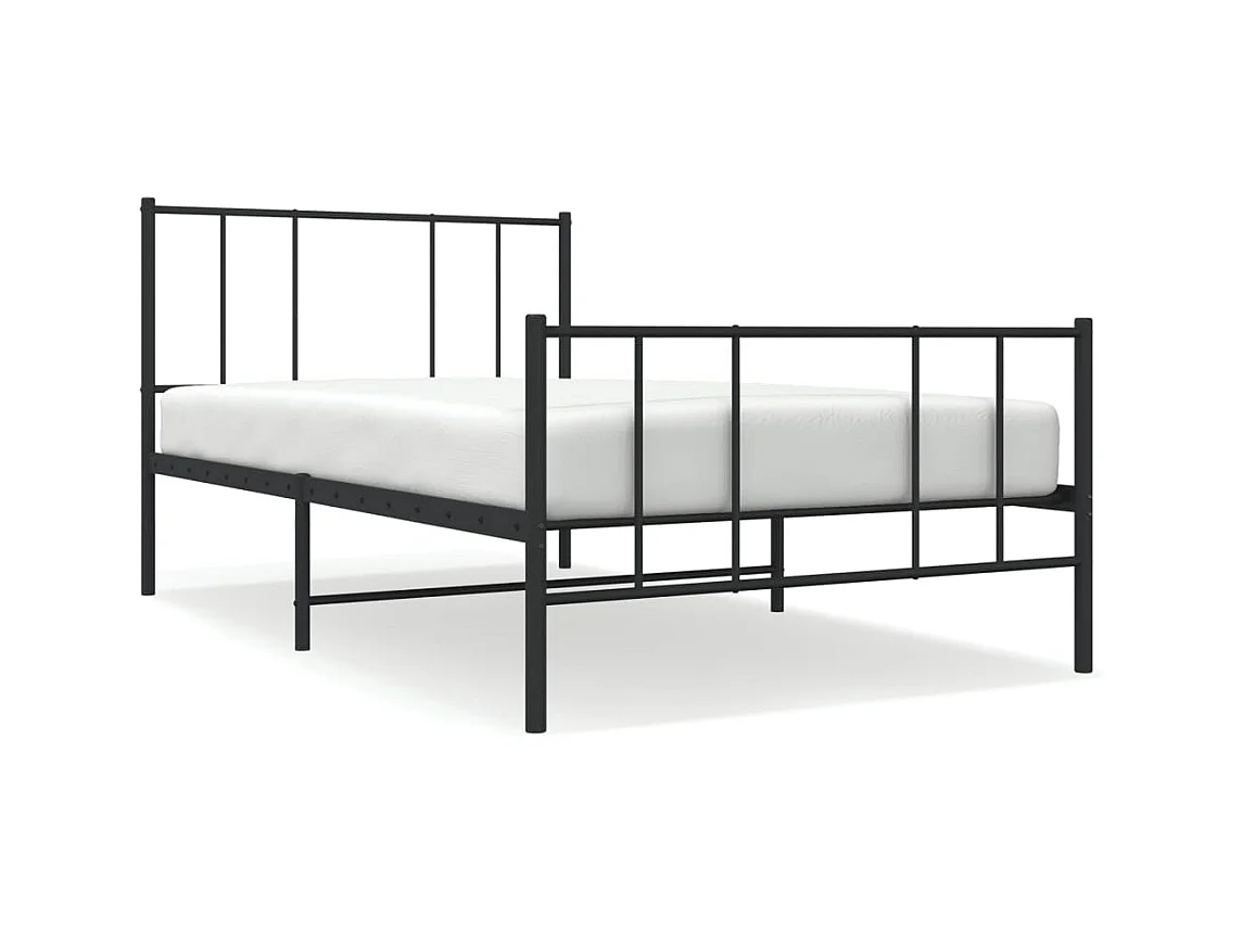 Cadre de lit métal sans matelas avec pied de lit noir 80x200 cm