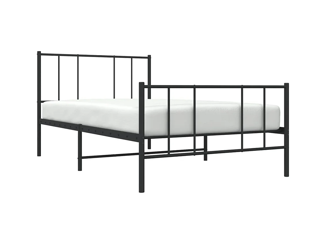 Cadre de lit métal sans matelas avec pied de lit noir 80x200 cm