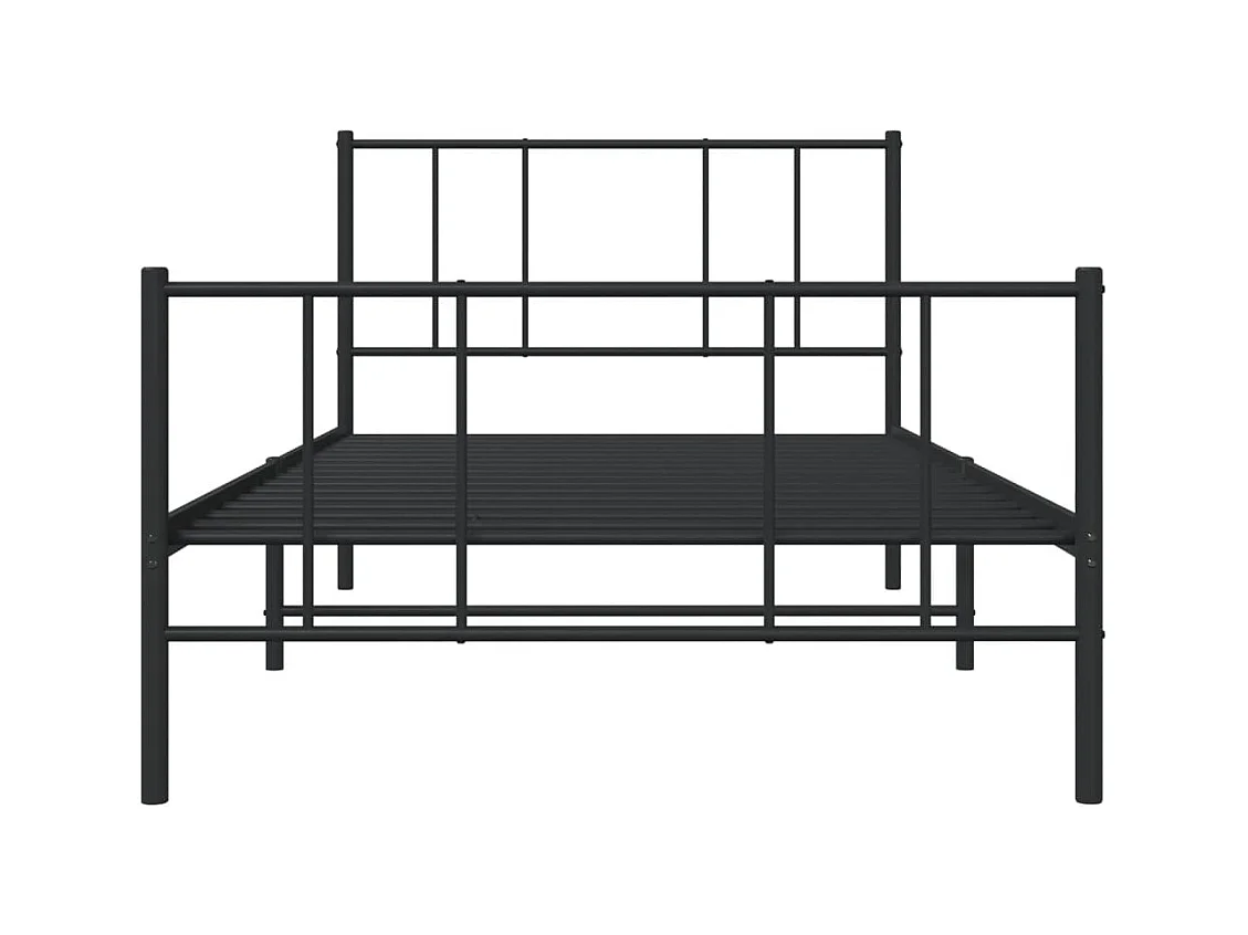 Cadre de lit métal sans matelas avec pied de lit noir 80x200 cm