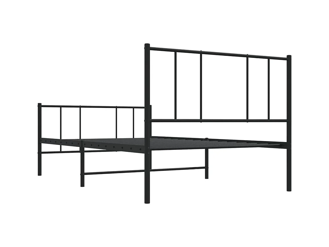 Cadre de lit métal sans matelas avec pied de lit noir 80x200 cm