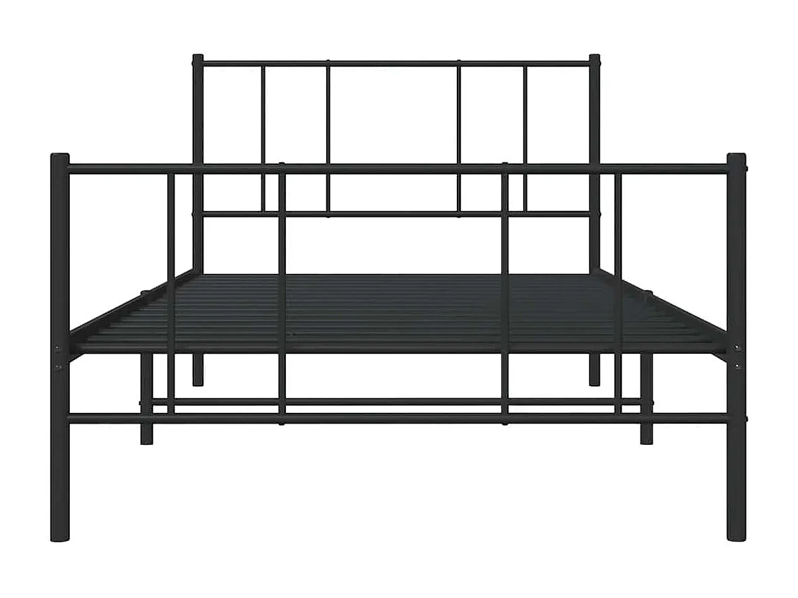 Cadre de lit métal sans matelas avec pied de lit noir 80x200 cm