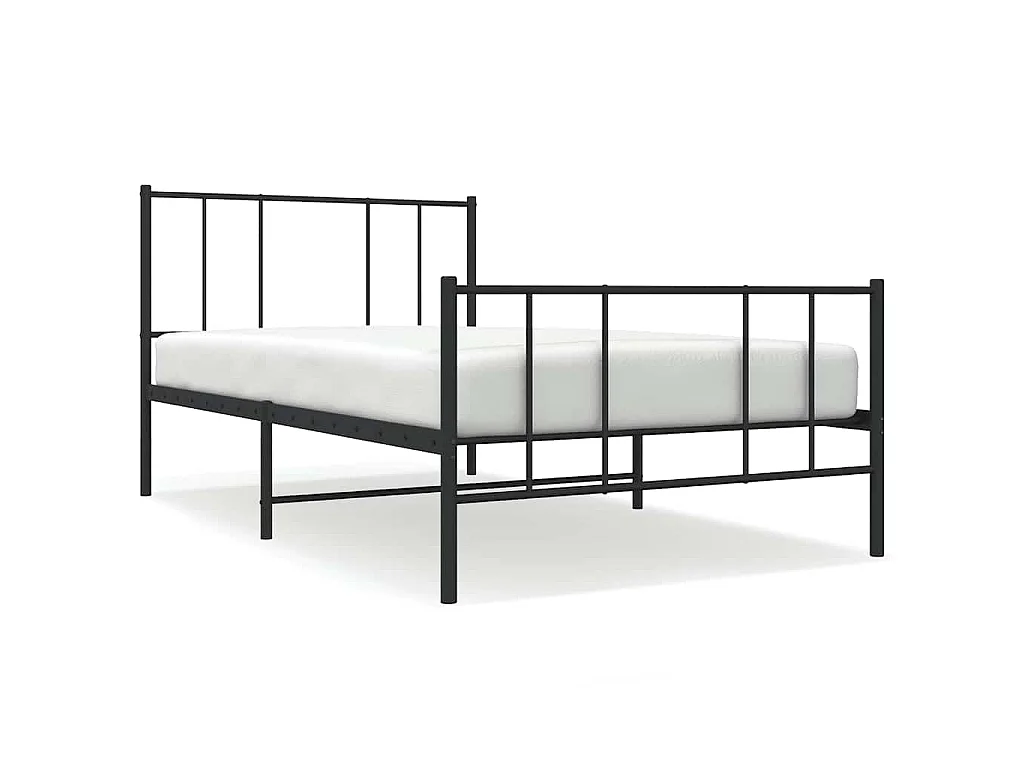 Cadre de lit métal sans matelas avec pied de lit noir 80x200 cm