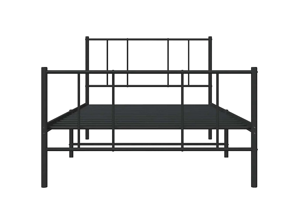 Cadre de lit métal sans matelas avec pied de lit noir 80x200 cm