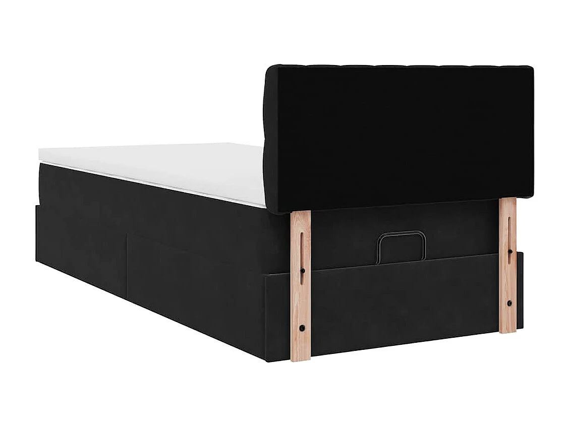 Estructura cama otomana colchón terciopelo negra 80x200cm