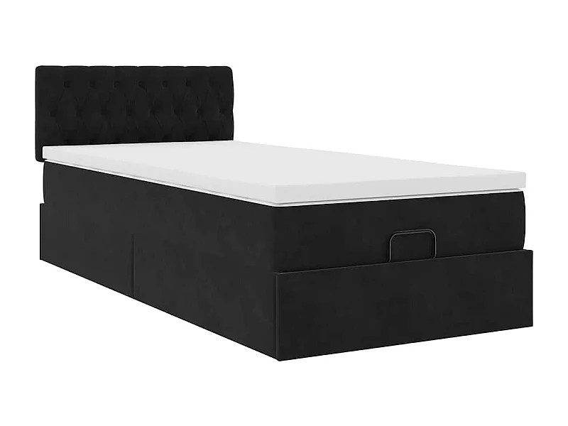 Ottoman-Bett mit Matratze Schwarz 80x200 cm Samt