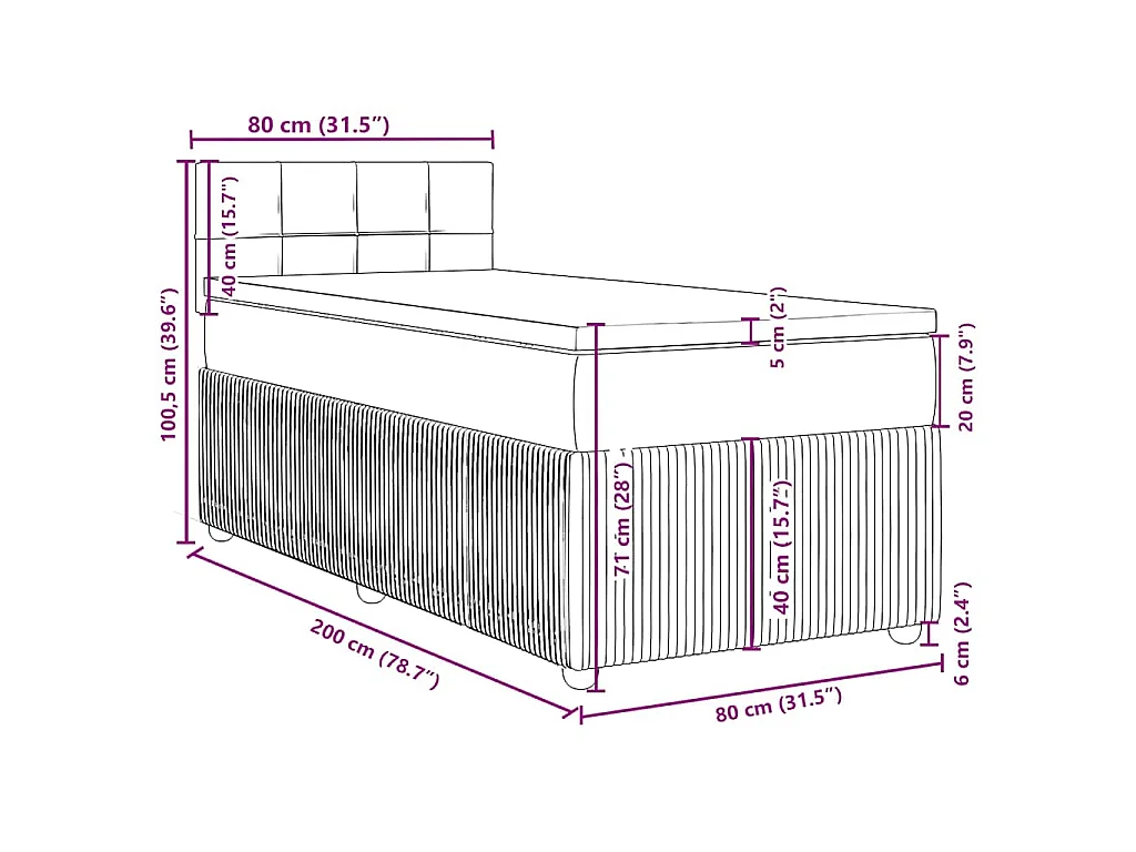 Giroletto a Molle con Materasso Blu 80x200 cm inTessuto
