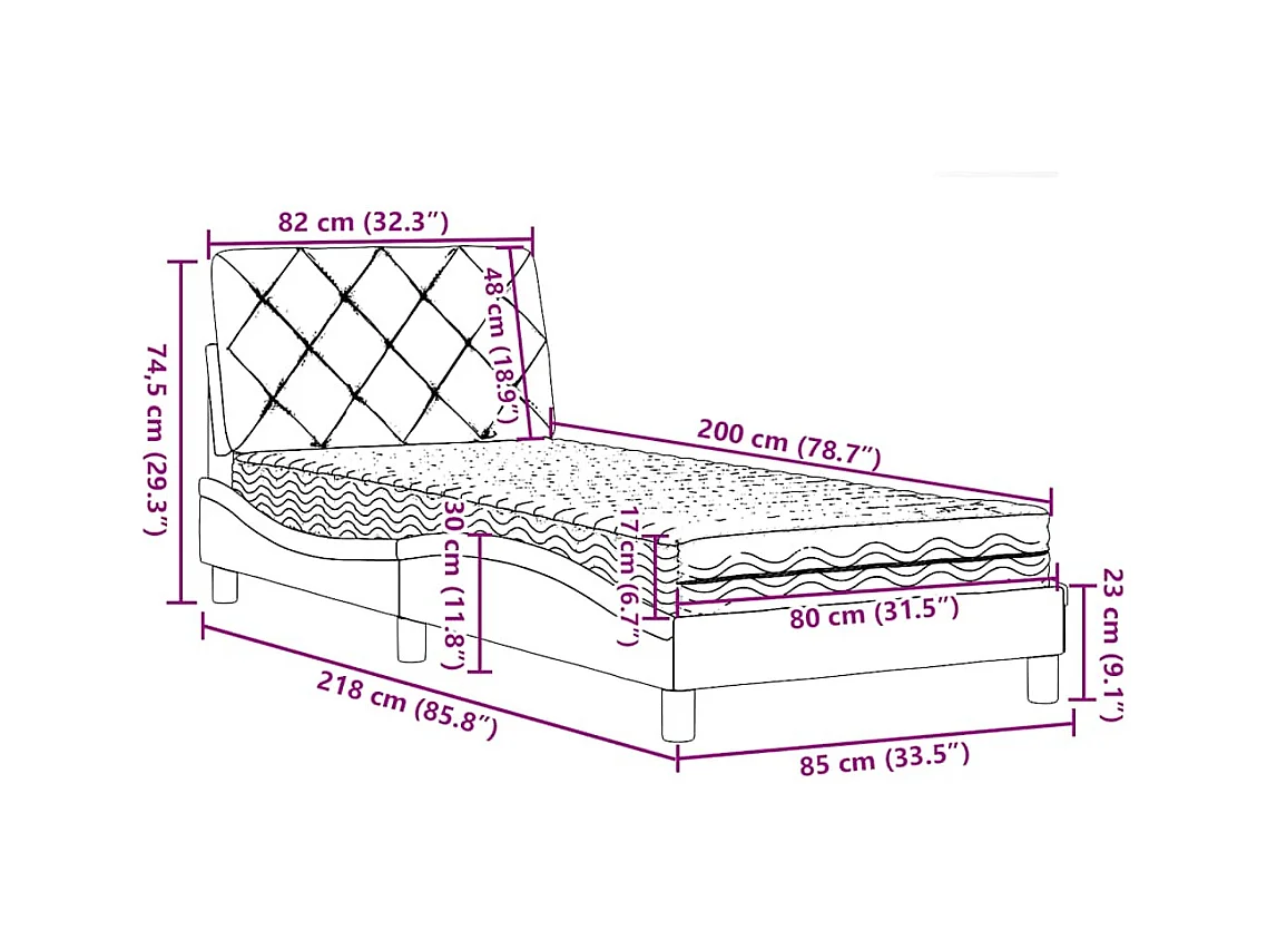Bed met matras stof blauw 80x200 cm