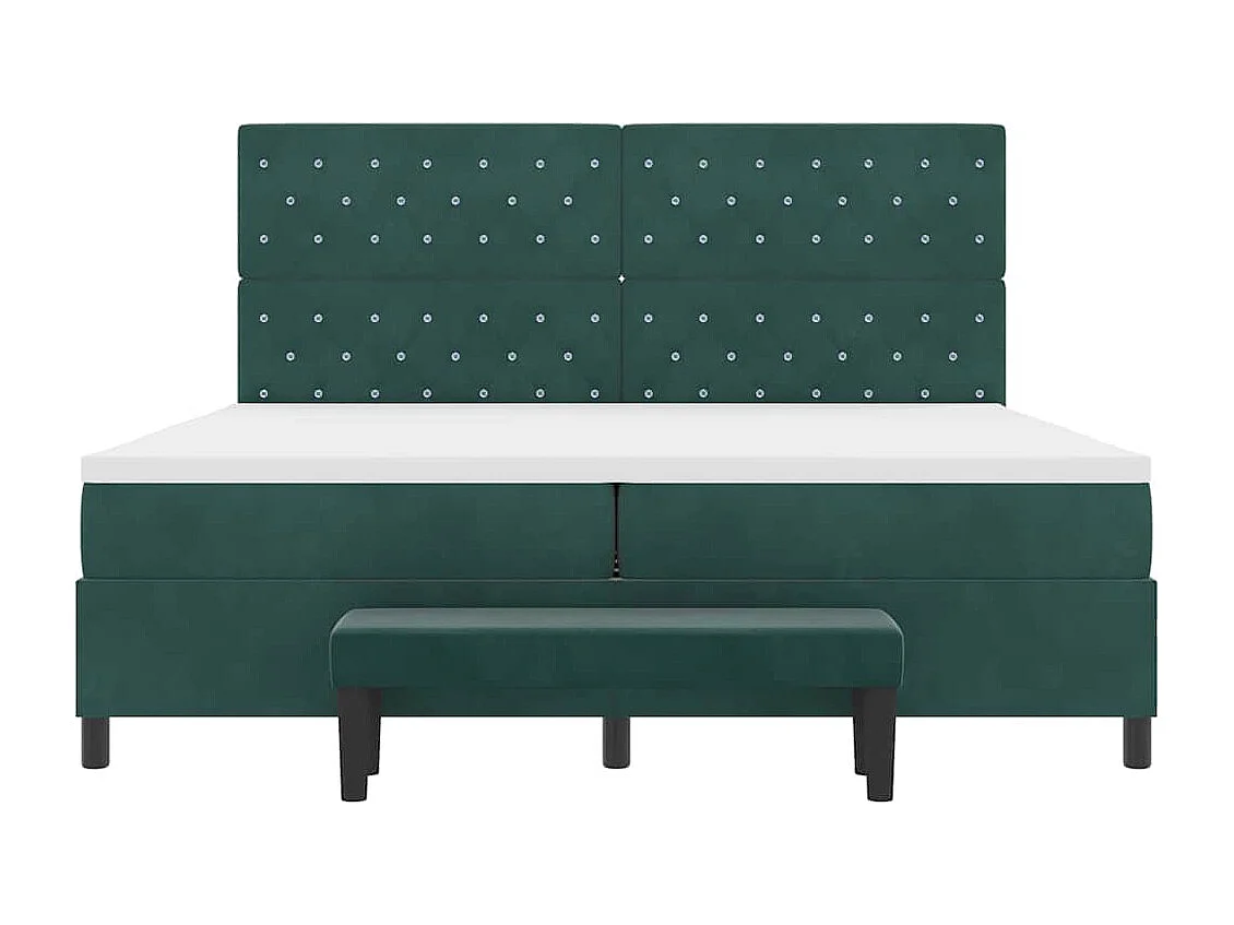 Lit à ressorts avec matelas Vert foncé 200 x 200 cm Velours
