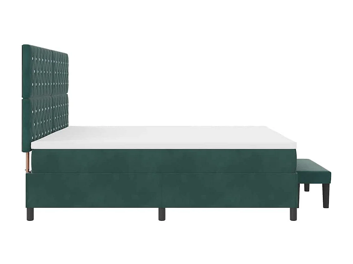 Lit à ressorts avec matelas Vert foncé 200 x 200 cm Velours