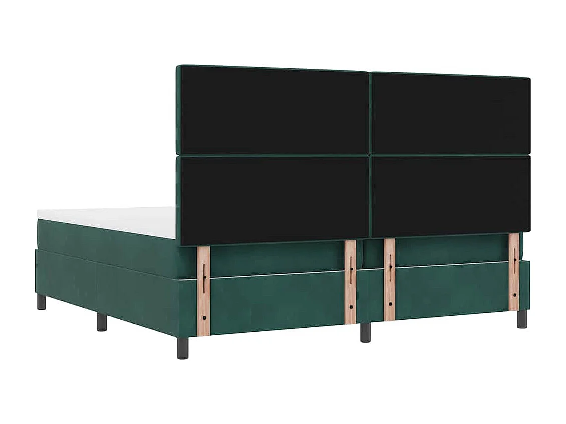 Lit à ressorts avec matelas Vert foncé 200 x 200 cm Velours