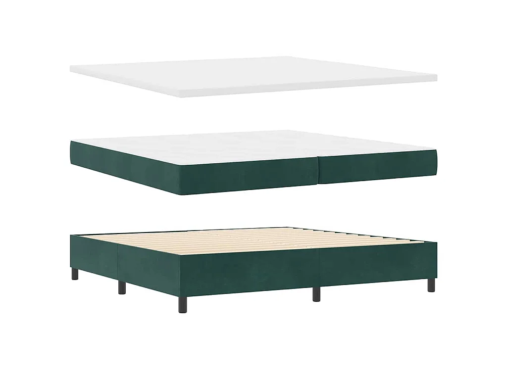 Cama Box com colchão Verde-escuro 200 x 200 cm Veludo