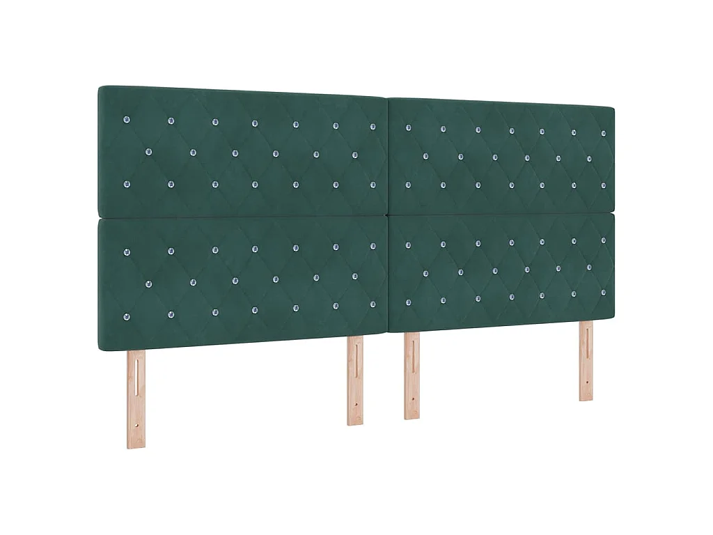 Cama Box com colchão Verde-escuro 200 x 200 cm Veludo