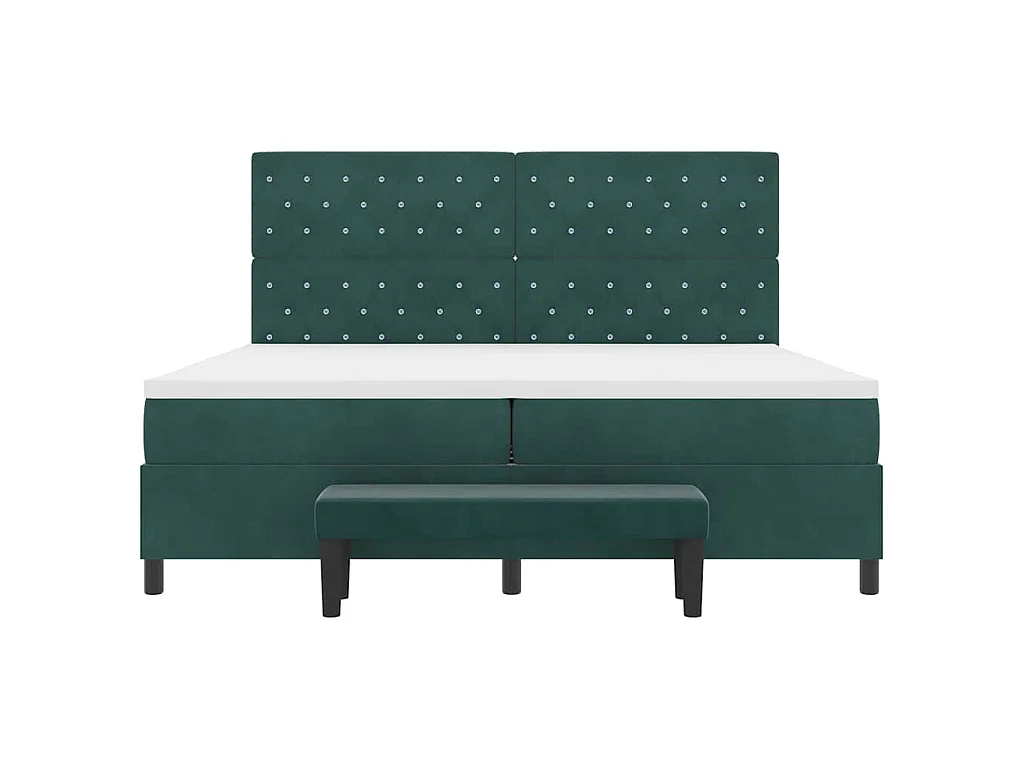 Cama Box com colchão Verde-escuro 200 x 200 cm Veludo