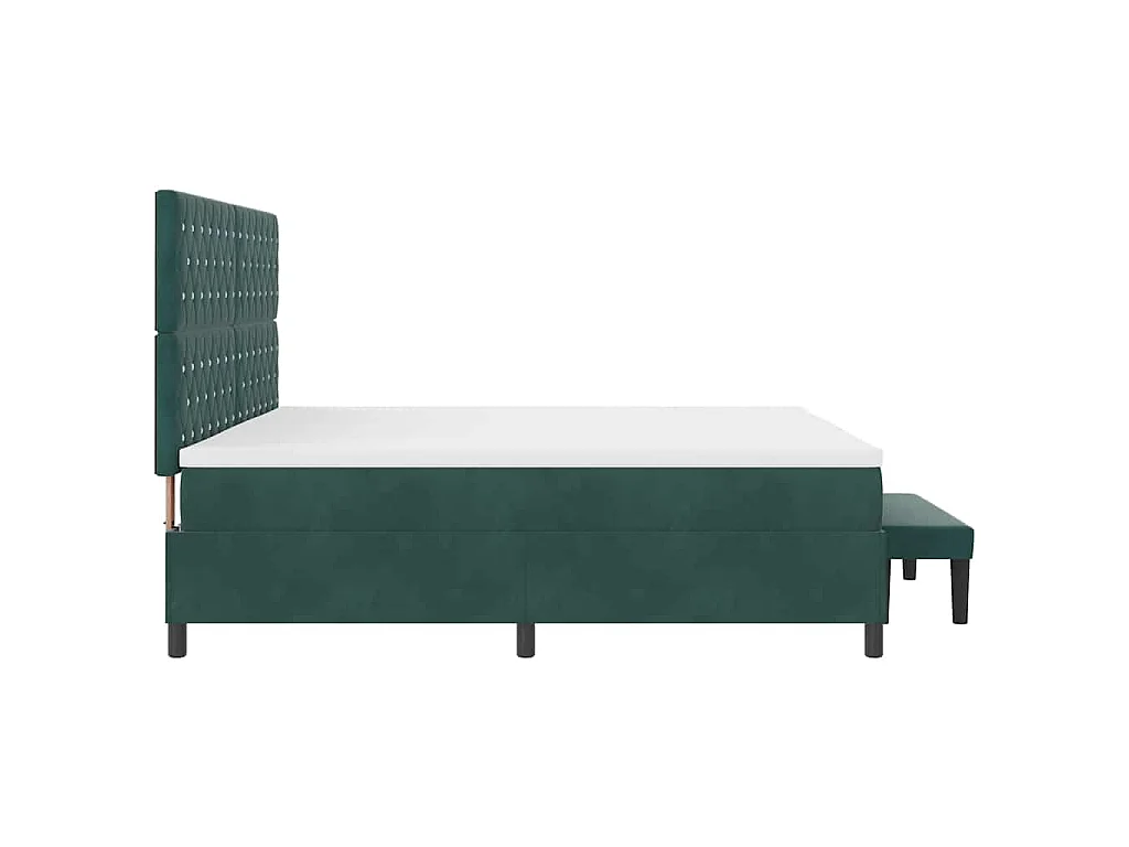 Cama Box com colchão Verde-escuro 200 x 200 cm Veludo