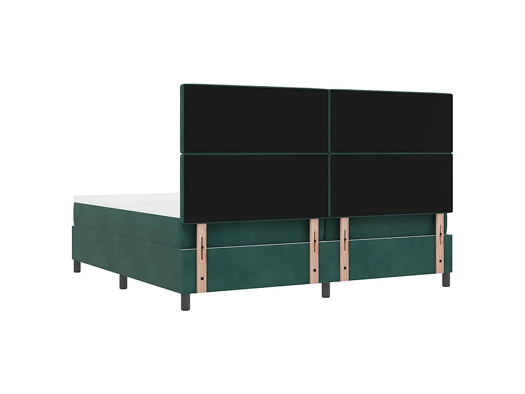 Cama Box com colchão Verde-escuro 200 x 200 cm Veludo