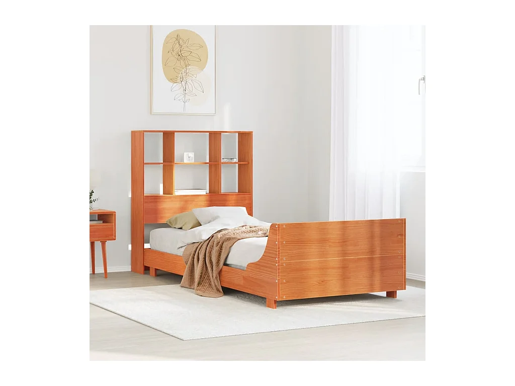 Cadre de lit sans matelas cire marron 75x190 cm bois pin massif