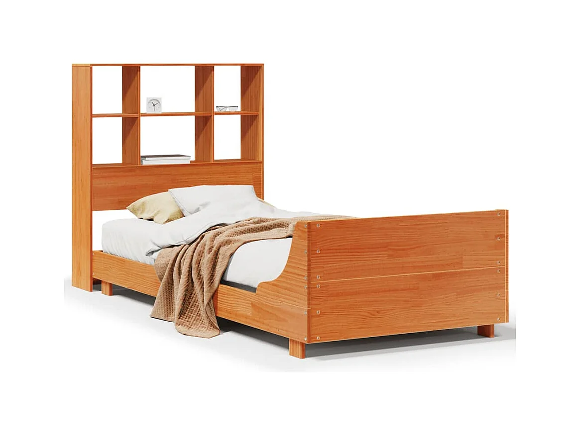 Cadre de lit sans matelas cire marron 75x190 cm bois pin massif