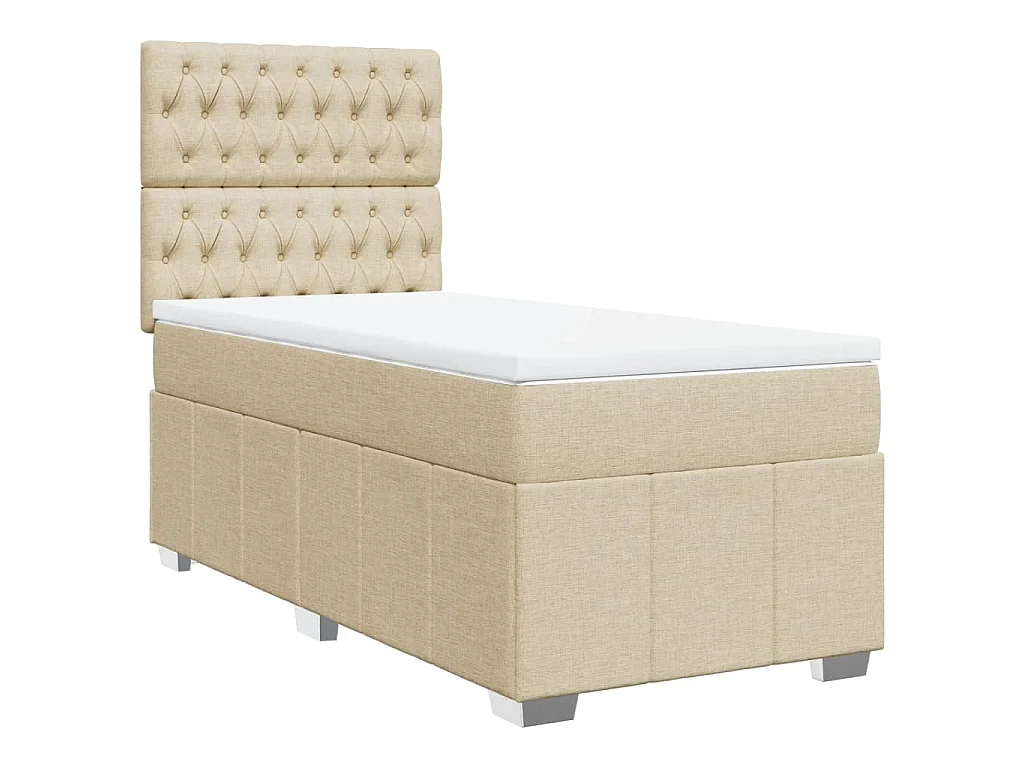 Boxspring met matras stof crèmekleurig 80x200 cm