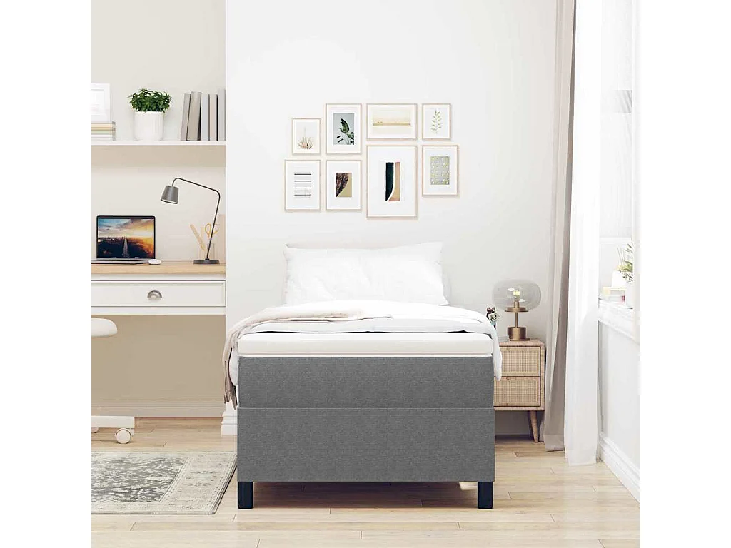 Cama de plataforma Gris Claro 80 x 200 cm tela