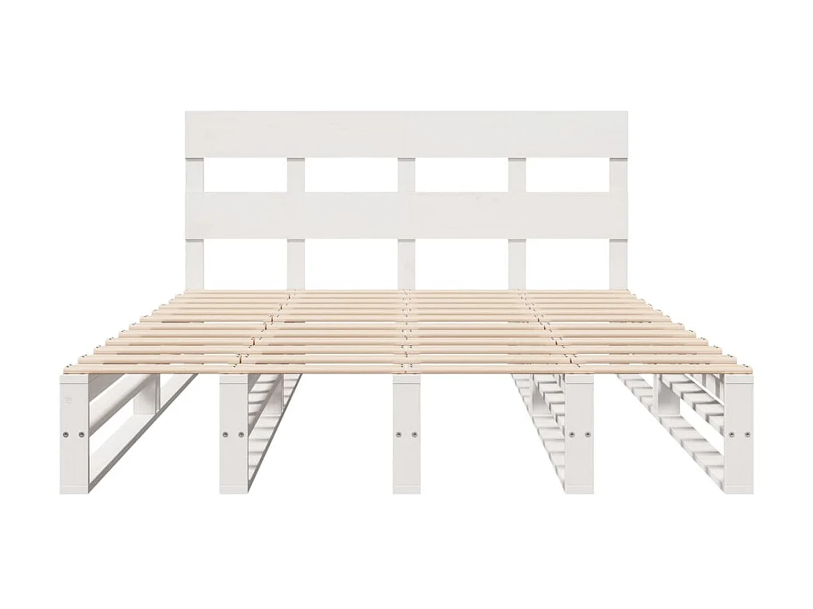 Massivholzbett ohne Matratze Weiß 135x190 cm Kiefernholz