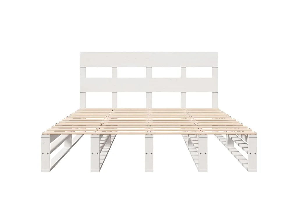 Massivholzbett ohne Matratze Weiß 135x190 cm Kiefernholz