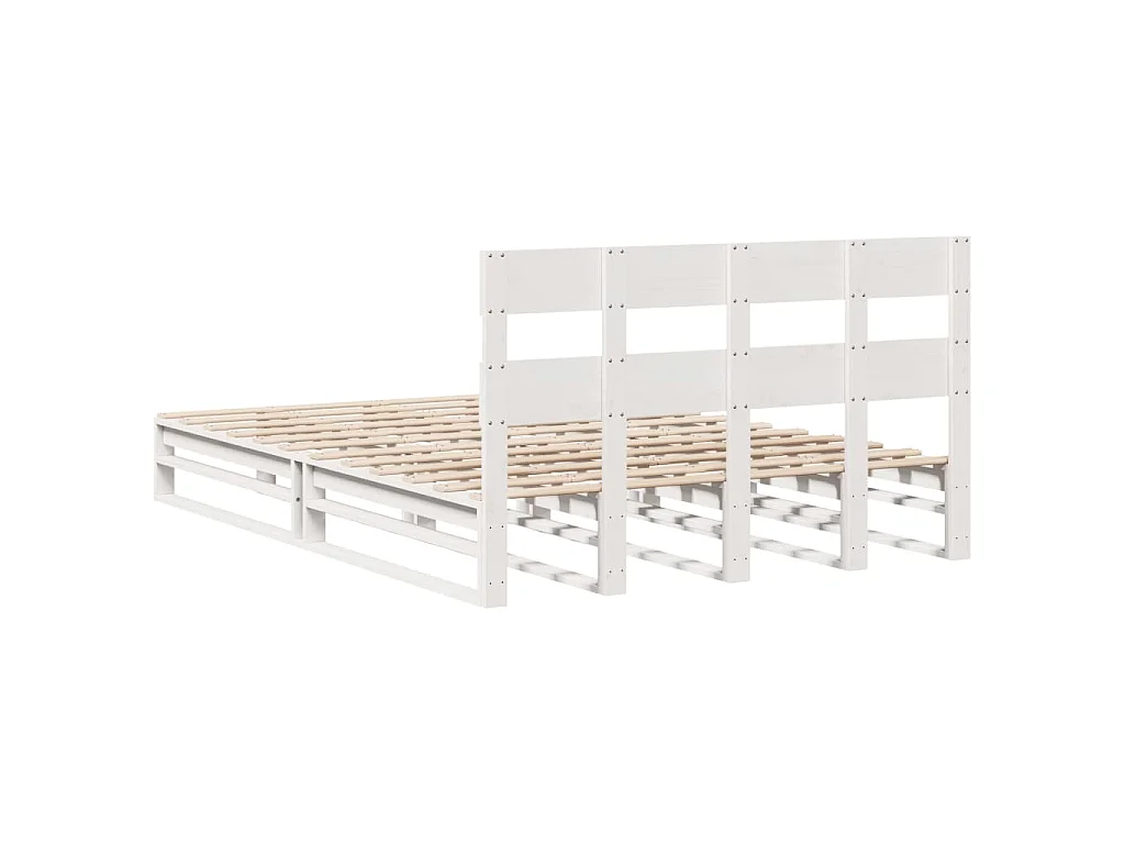 Massivholzbett ohne Matratze Weiß 135x190 cm Kiefernholz