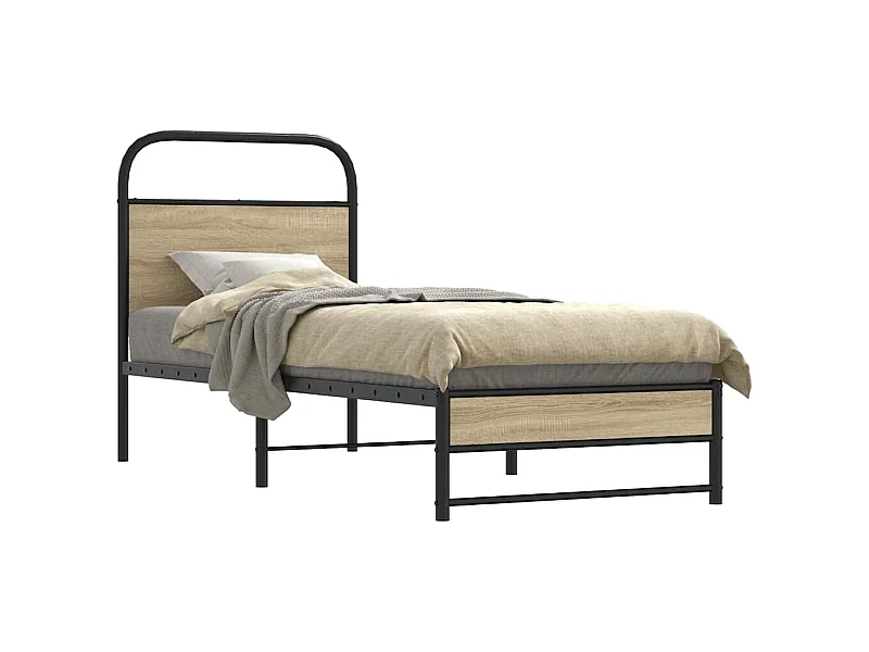 Cadre de lit sans matelas chêne fumé 75x190cm bois d'ingénierie