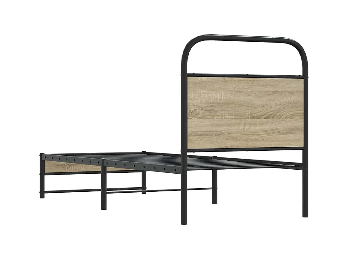 Cadre de lit sans matelas chêne fumé 75x190cm bois d'ingénierie