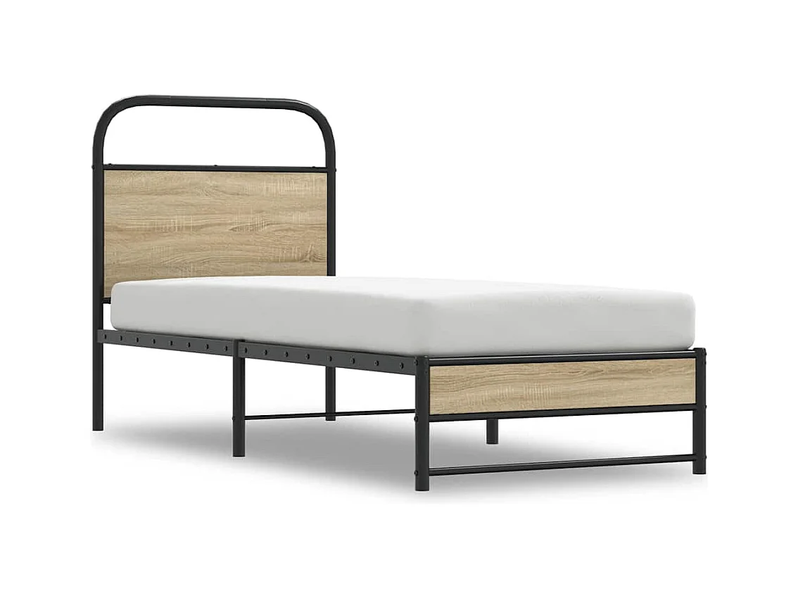 Bettgestell ohne Matratze 75x190 cm Räuchereiche Holzwerkstoff