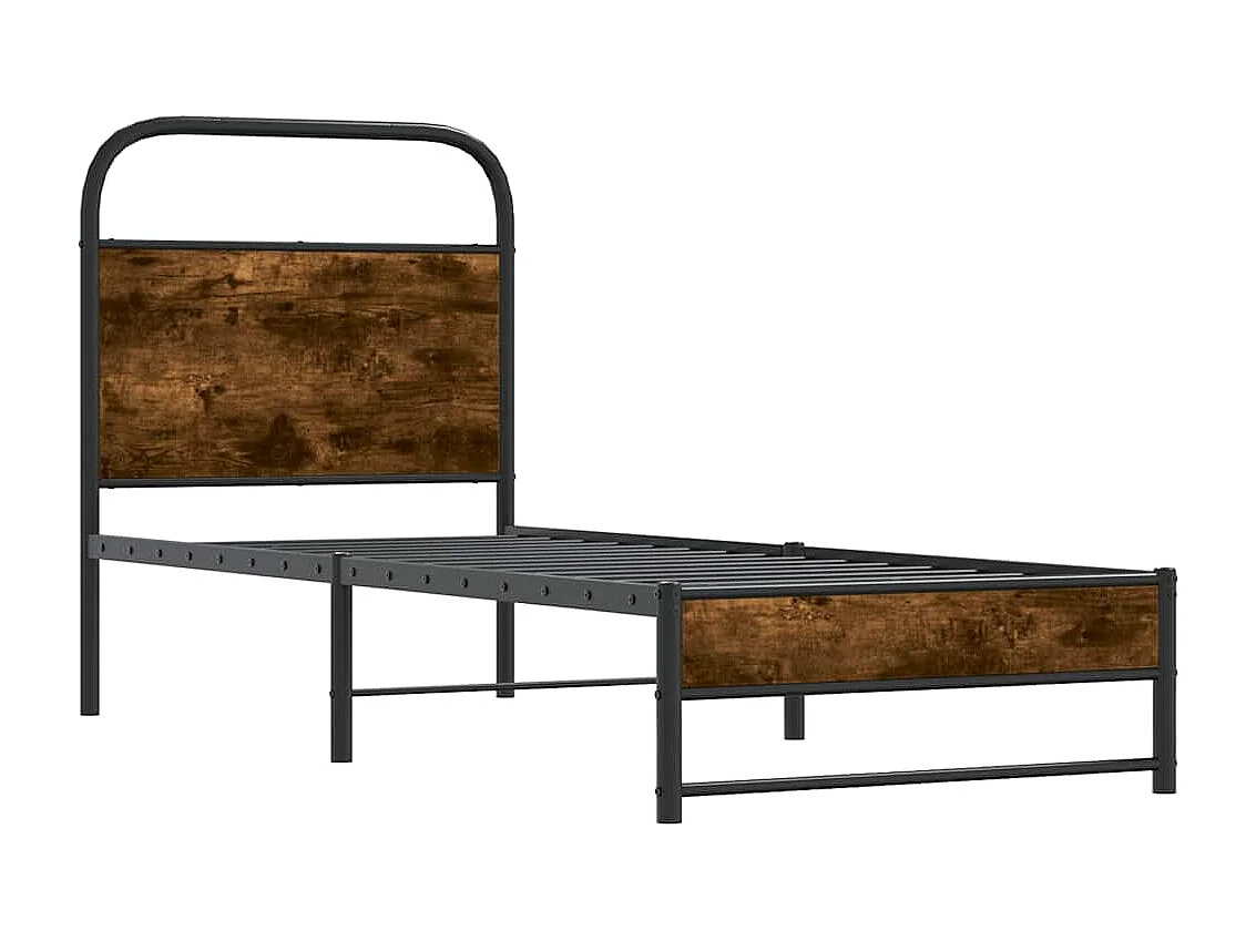 Cadre de lit sans matelas chêne fumé 75x190cm bois d'ingénierie