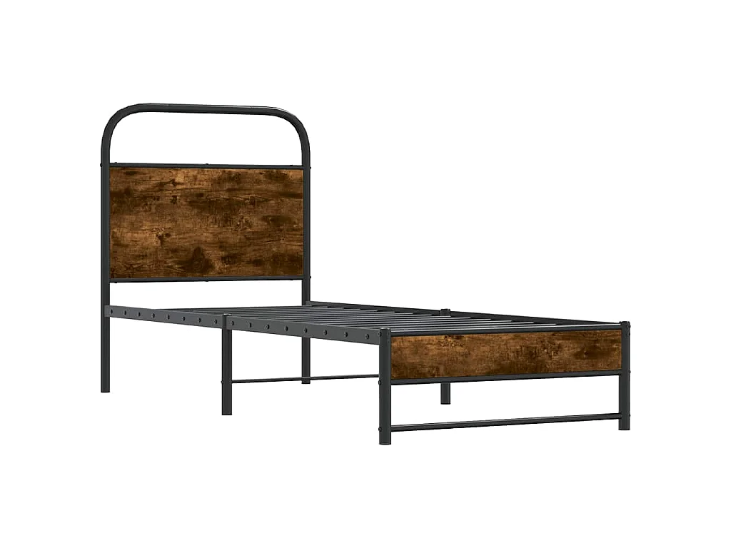 Cadre de lit sans matelas chêne fumé 75x190cm bois d'ingénierie