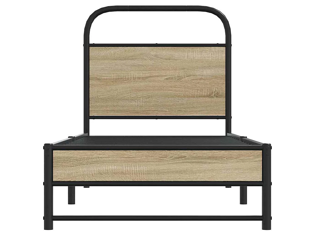 Cadre de lit sans matelas chêne fumé 75x190cm bois d'ingénierie