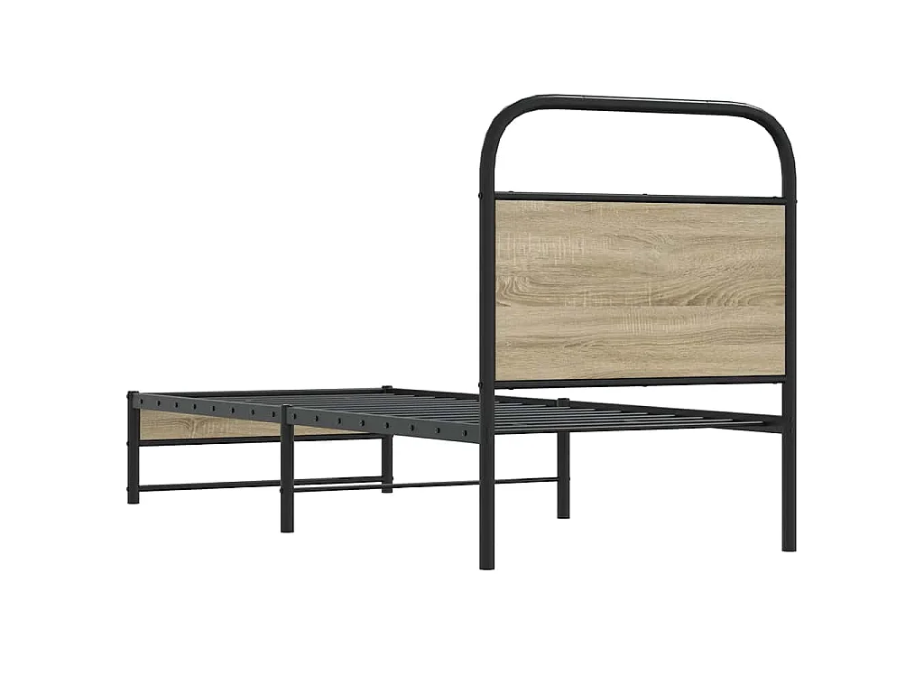 Cadre de lit sans matelas chêne fumé 75x190cm bois d'ingénierie