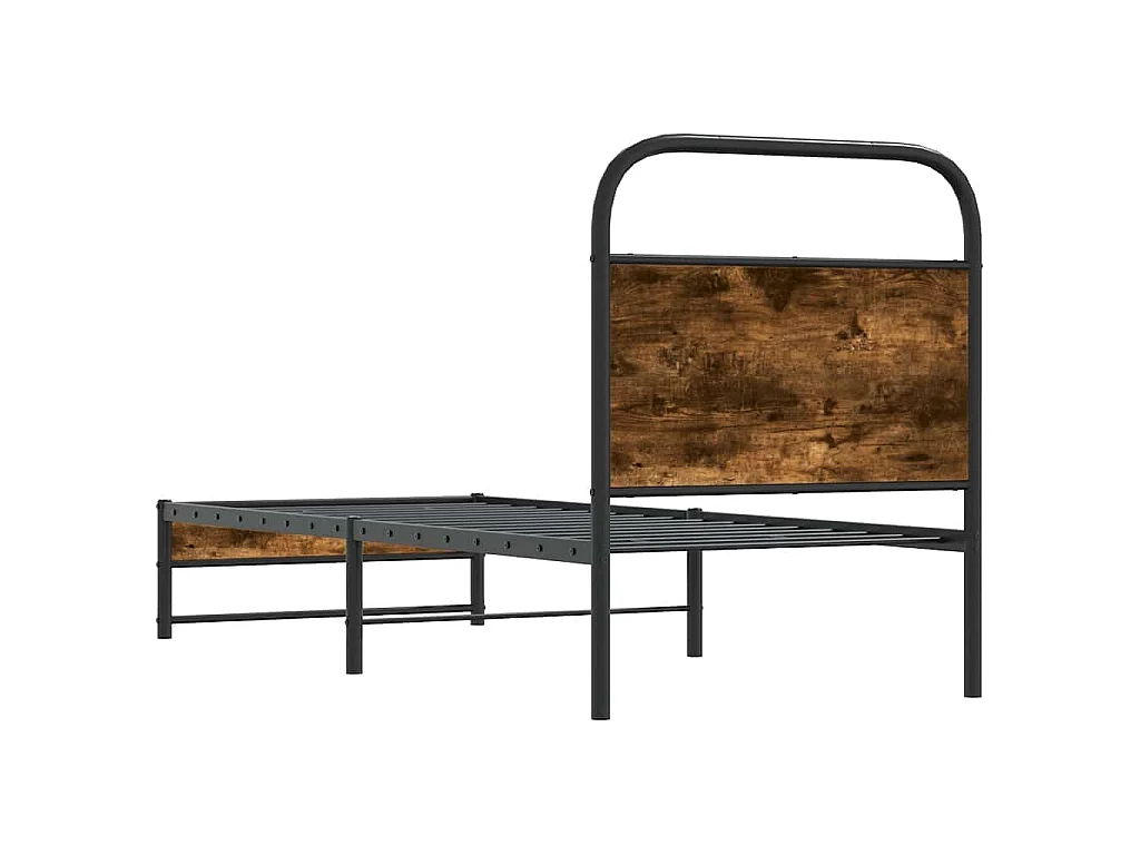 Cadre de lit sans matelas chêne fumé 75x190cm bois d'ingénierie