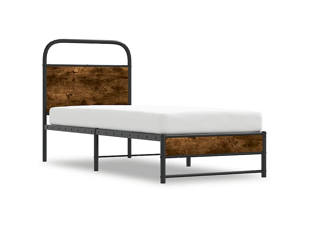 Bedframe zonder matras bewerkt hout gerookt eiken 75x190 cm