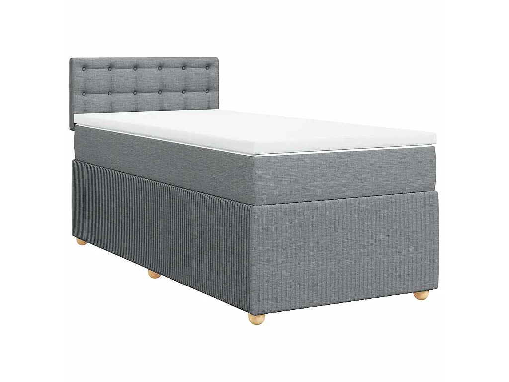 Boxspringbett mit Matratze Hellgrau 80x200 cm Stoff
