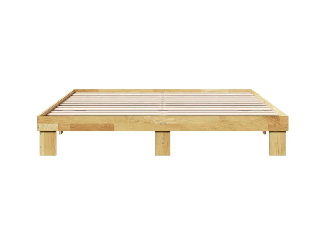 Cadre de lit sans matelas 200 x 200 cm en bois massif de chêne