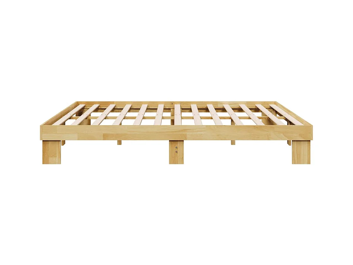 Cadre de lit sans matelas 200 x 200 cm en bois massif de chêne