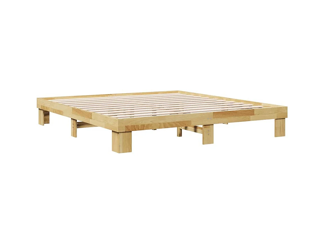 Cadre de lit sans matelas 200 x 200 cm en bois massif de chêne