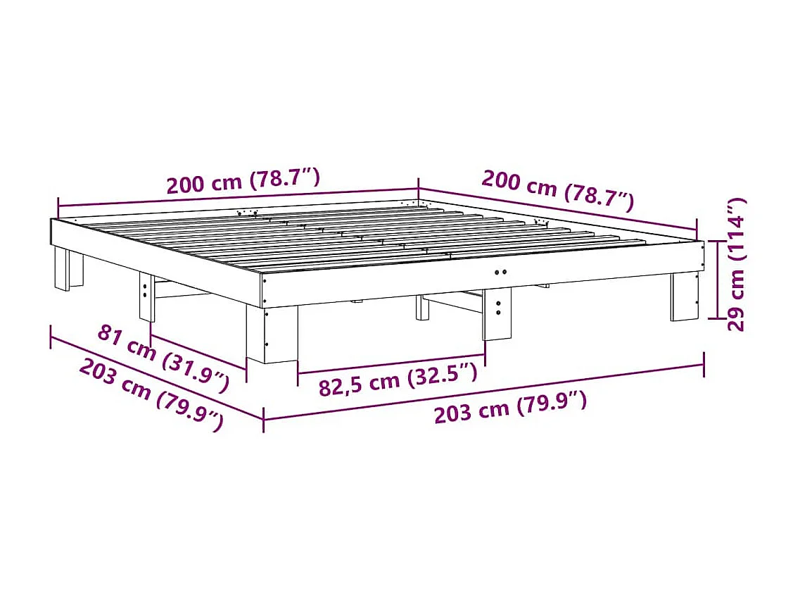 Struttura Letto Senza Materasso in Legno Massello di Rovere