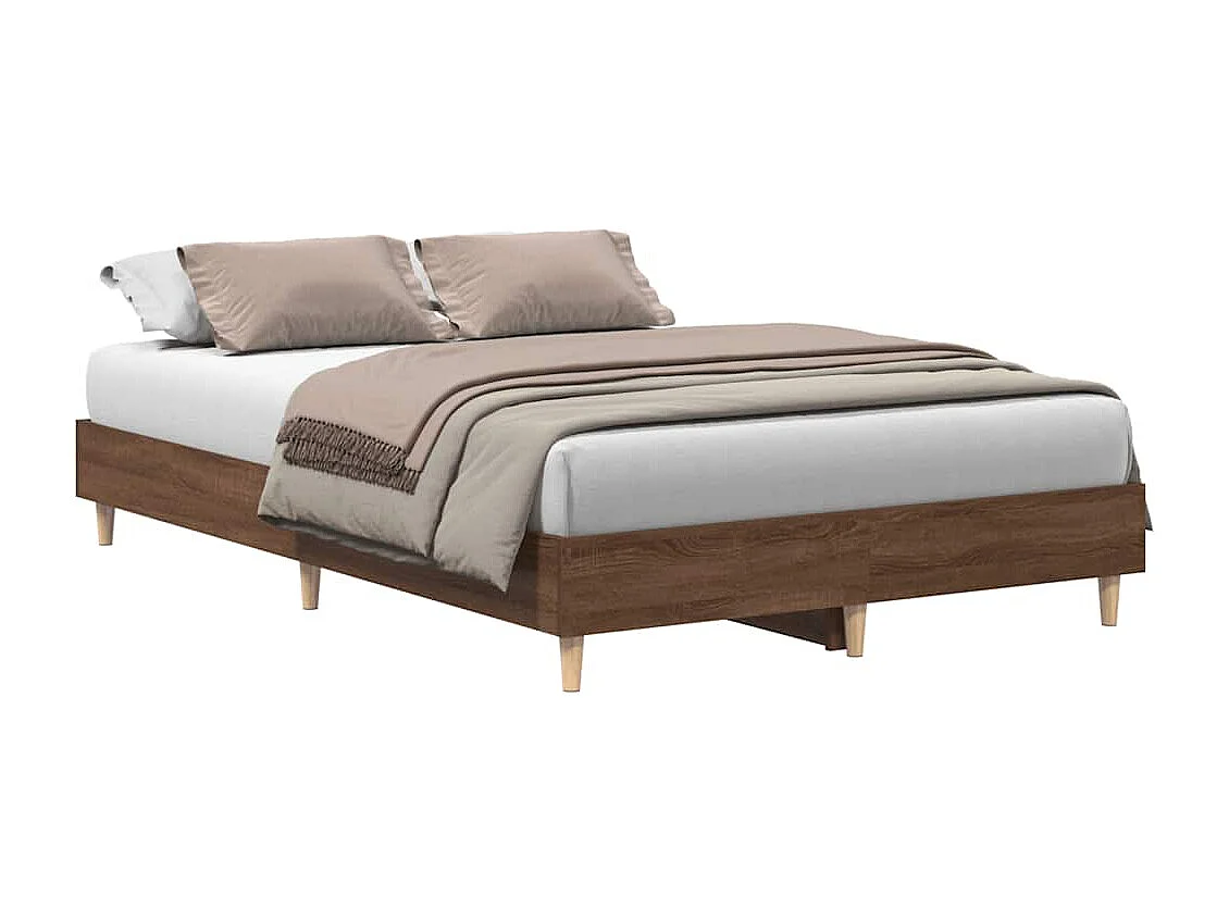 Cadre de lit sans matelas chêne marron 135x190 cm