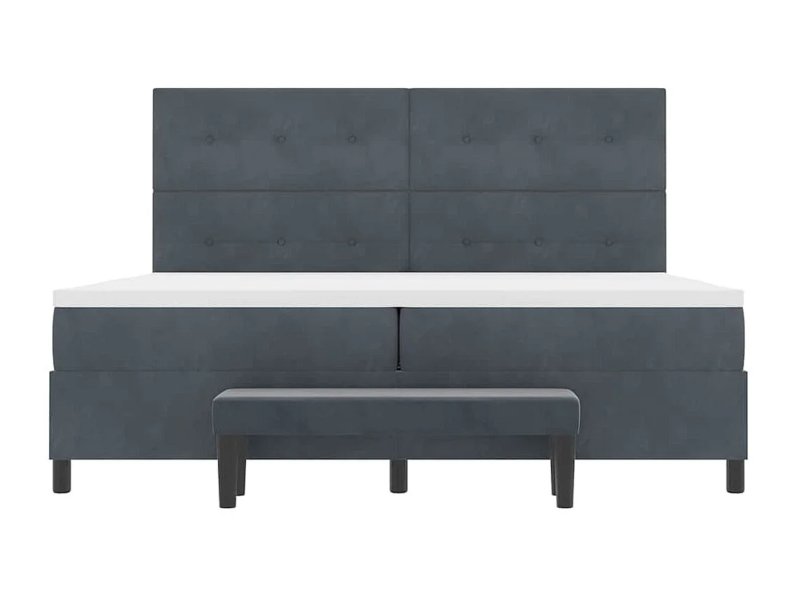 Lit à ressorts avec matelas Gris foncé 200 x 200 cm Velours