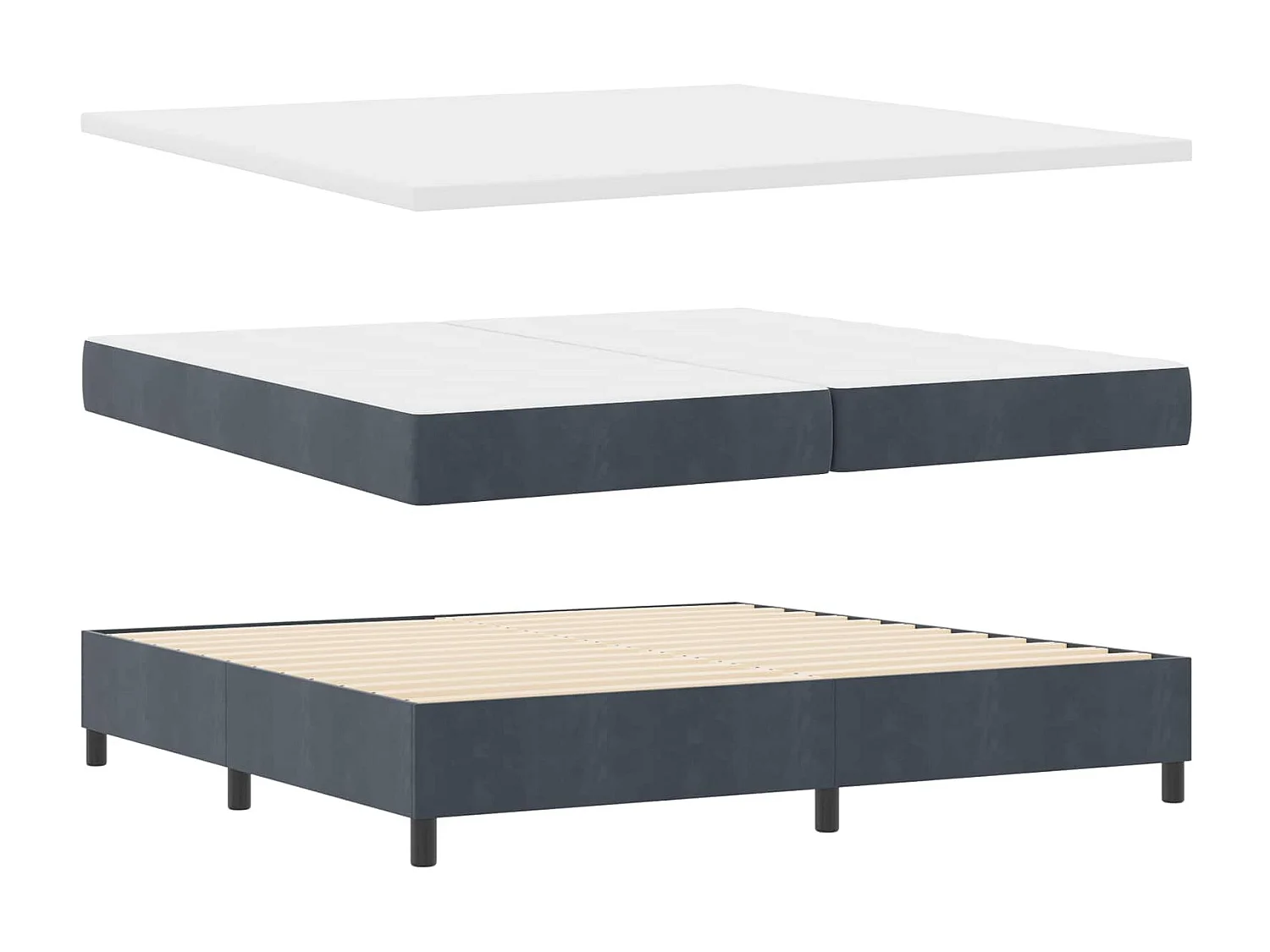 Cama tipo Box Spring Gris oscuro 200 x 200 cm Terciopelo