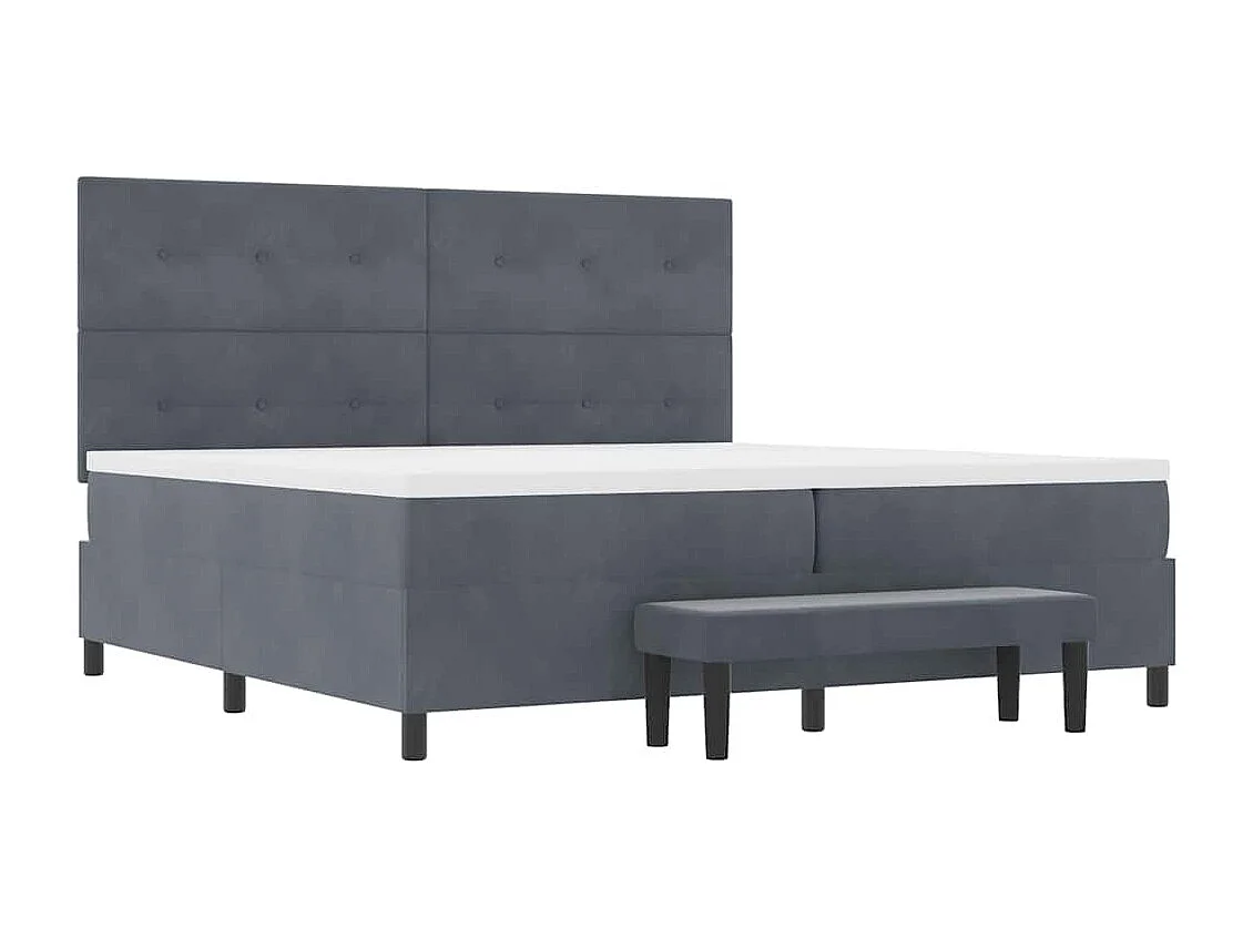 Cama tipo Box Spring Gris oscuro 200 x 200 cm Terciopelo