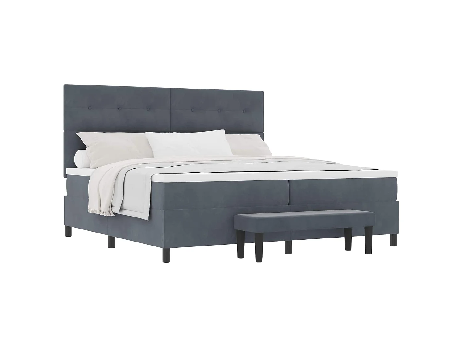 Letto a molle con testiera Grigio scuro 200 x 200 cm Velluto