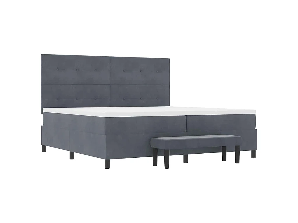 Letto a molle con testiera Grigio scuro 200 x 200 cm Velluto