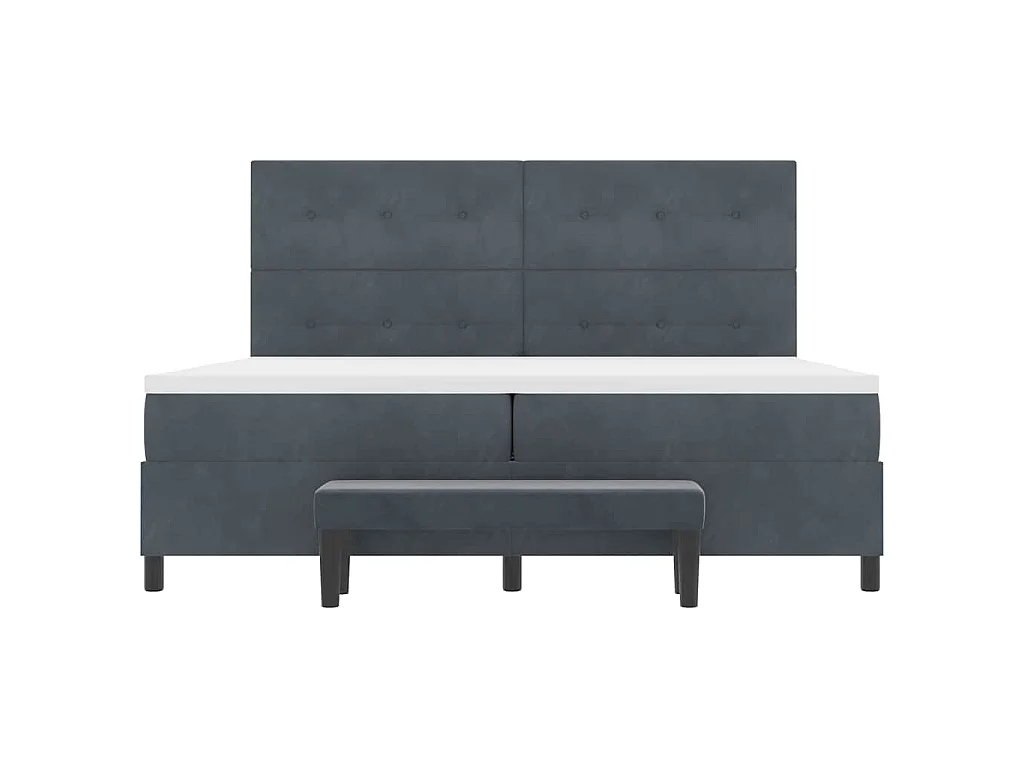 Letto a molle con testiera Grigio scuro 200 x 200 cm Velluto