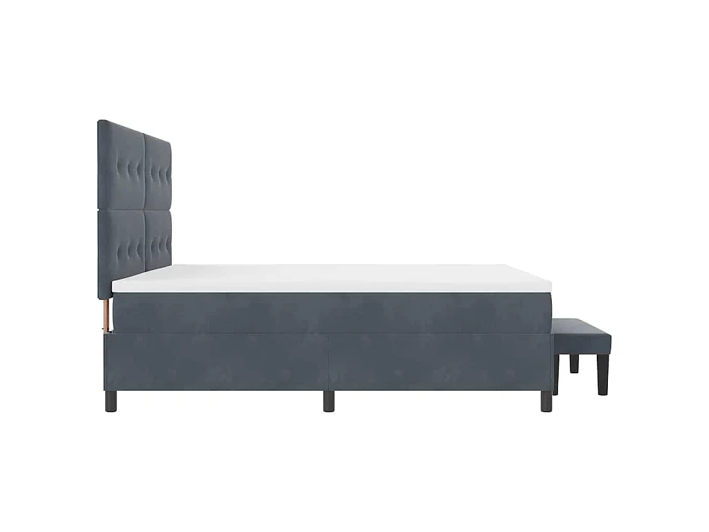 Letto a molle con testiera Grigio scuro 200 x 200 cm Velluto
