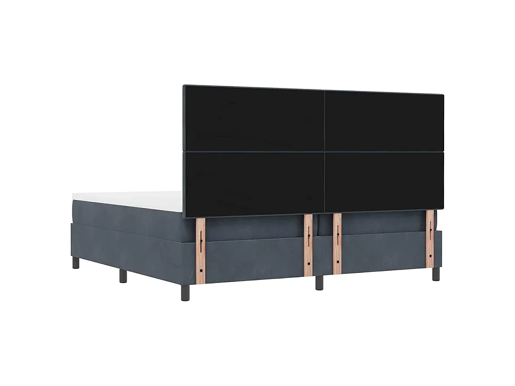 Letto a molle con testiera Grigio scuro 200 x 200 cm Velluto