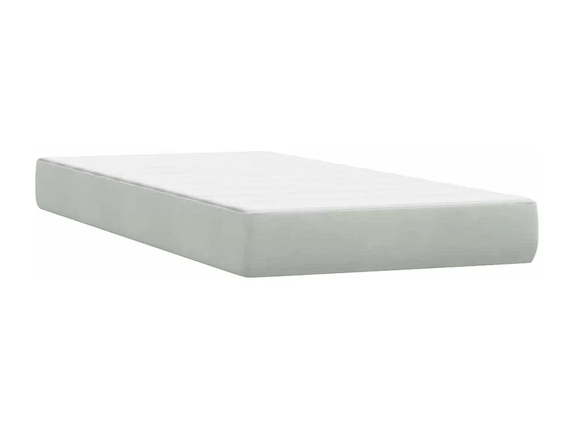 Sommier à lattes de lit et matelas et LED gris clair 80x220 cm velours